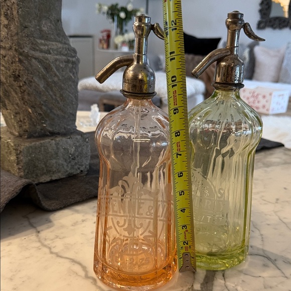 Vintage Glass Seltzer Bottles - Orange and Green - Picture 2 of 2